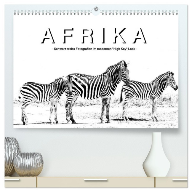 AFRIKA - Schwarz-weiss Fotografien im modernen "High Key" Look (hochwertiger Premium Wandkalender 2026 DIN A2 quer), Kunstdruck in Hochglanz - Robert Styppa